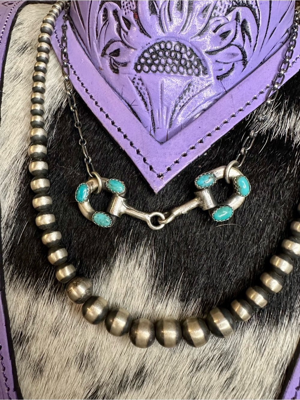 🩵🌵Turquoise & Sterling Silver Horse Bit Necklace or Choker